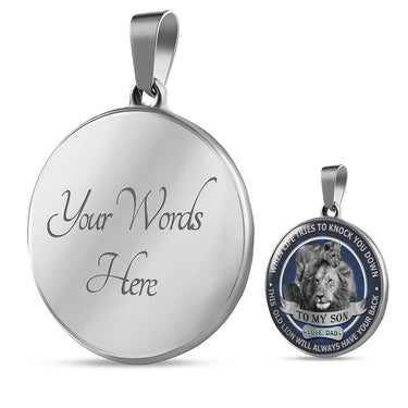 Silver/Gold 18k Necklace To my Son Love Dad Lion Gifts - When Life tries to knock you down, This old lion will always have your back